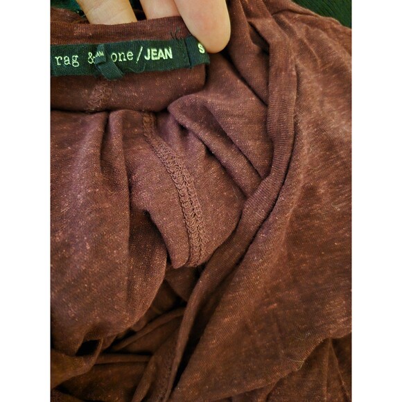 Rag and bone Slub Linen Tee Linen Tshirt Boat Neck Burgundy Sz S - Picture 4 of 4
